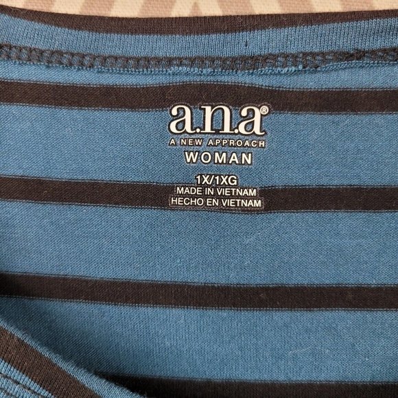 New Ana Plus Size 1X Shirt Top Tee T-Shirt stretch Cotton Stripe y2k scene kid - Picture 6 of 7